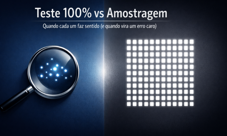 Teste 100% vs amostragem: quando cada um faz sentido (e quando vira um erro caro)